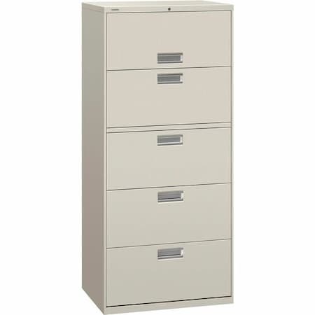 Hon HON 675LQ, 600 SERIES FIVE-DRAWER LATERAL FILE, 30W X 18D X 64 1/4H, LIGHT GRAY HON675LQ